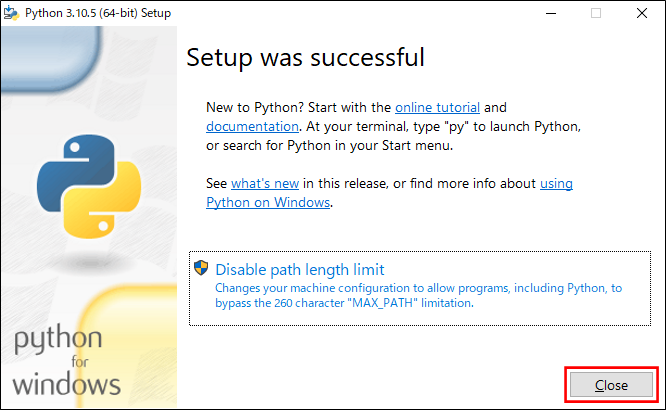 Python インストール完了