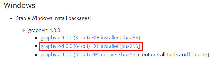 Graphvizのインストーラー選択