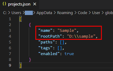 Project Manager（projects.json の設定）